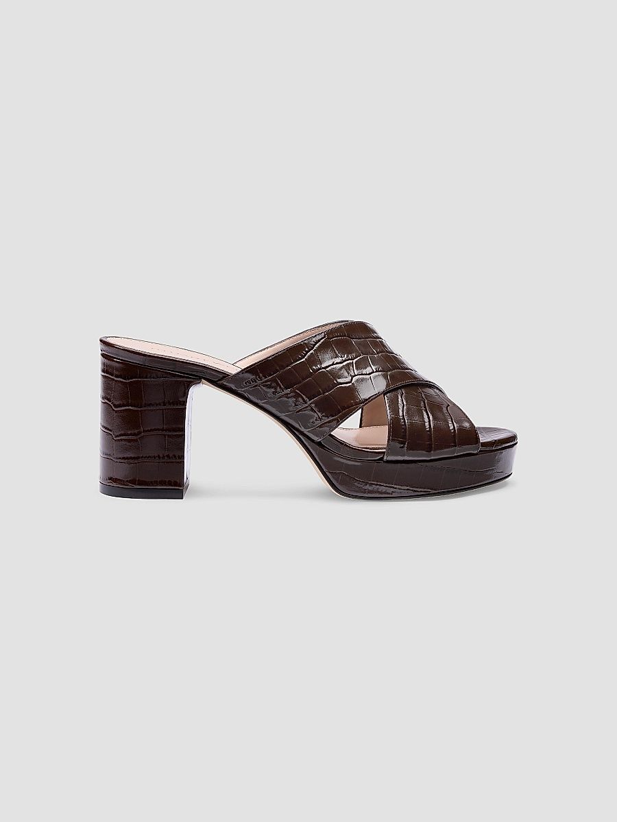 Stuart Weitzman Women's Dayna 80MM Leather Platform Sandals - Walnut - Size 9