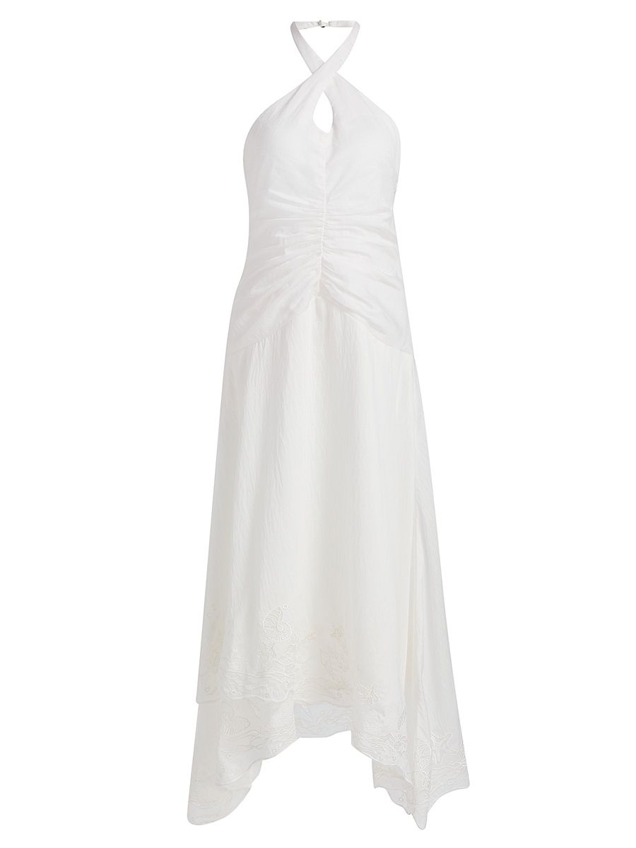 Women's Romee Embroidered Halter Maxi Dress - Seed Pearl - Size 14