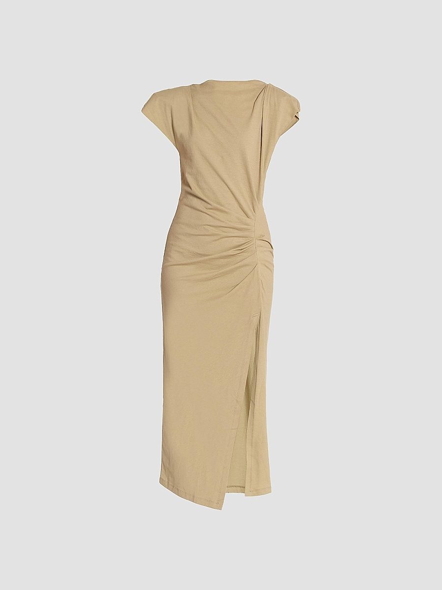 Isabel Marant Women's Nadela Cap-Sleeve Cotton Midi-Dress - Light Bronze - Size 10