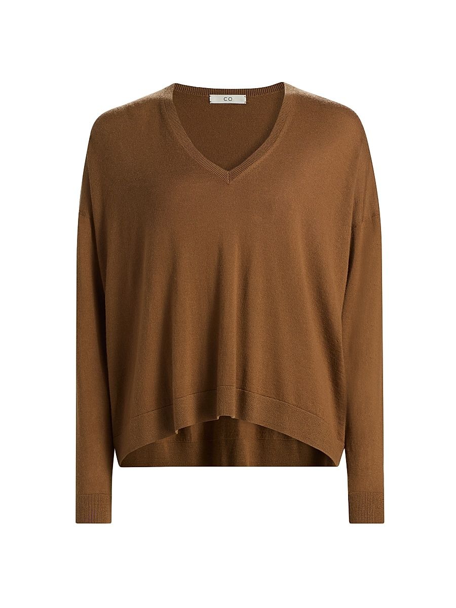Women's Cashmere V-Neck Sweater - Ginger - Size XXS