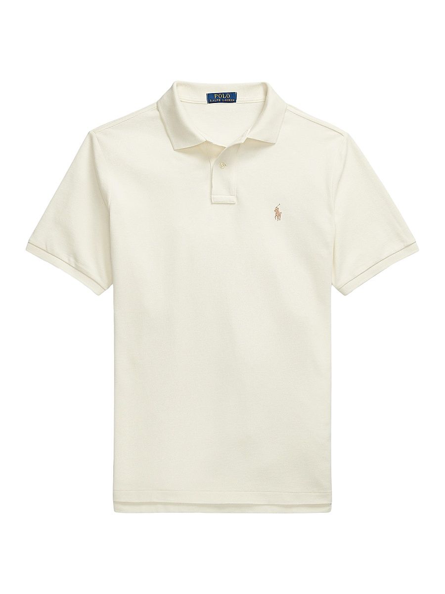 Men's Logo Cotton Mesh Polo Shirt - Parchment Cream - Size XXL
