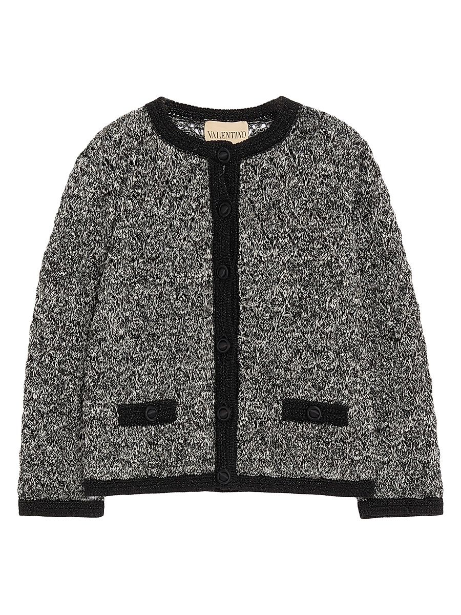Women's Knitted Jacket in Linen and Lurex - Black - Size Small