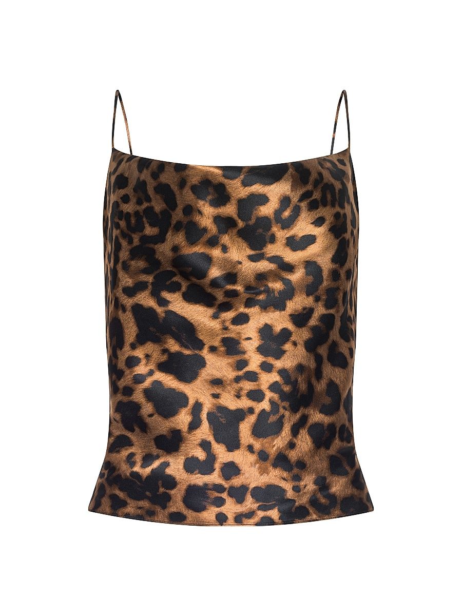 Women's Calista Leopard-Print Silk Tank - Brown Multi Amur Leopard - Size XXL
