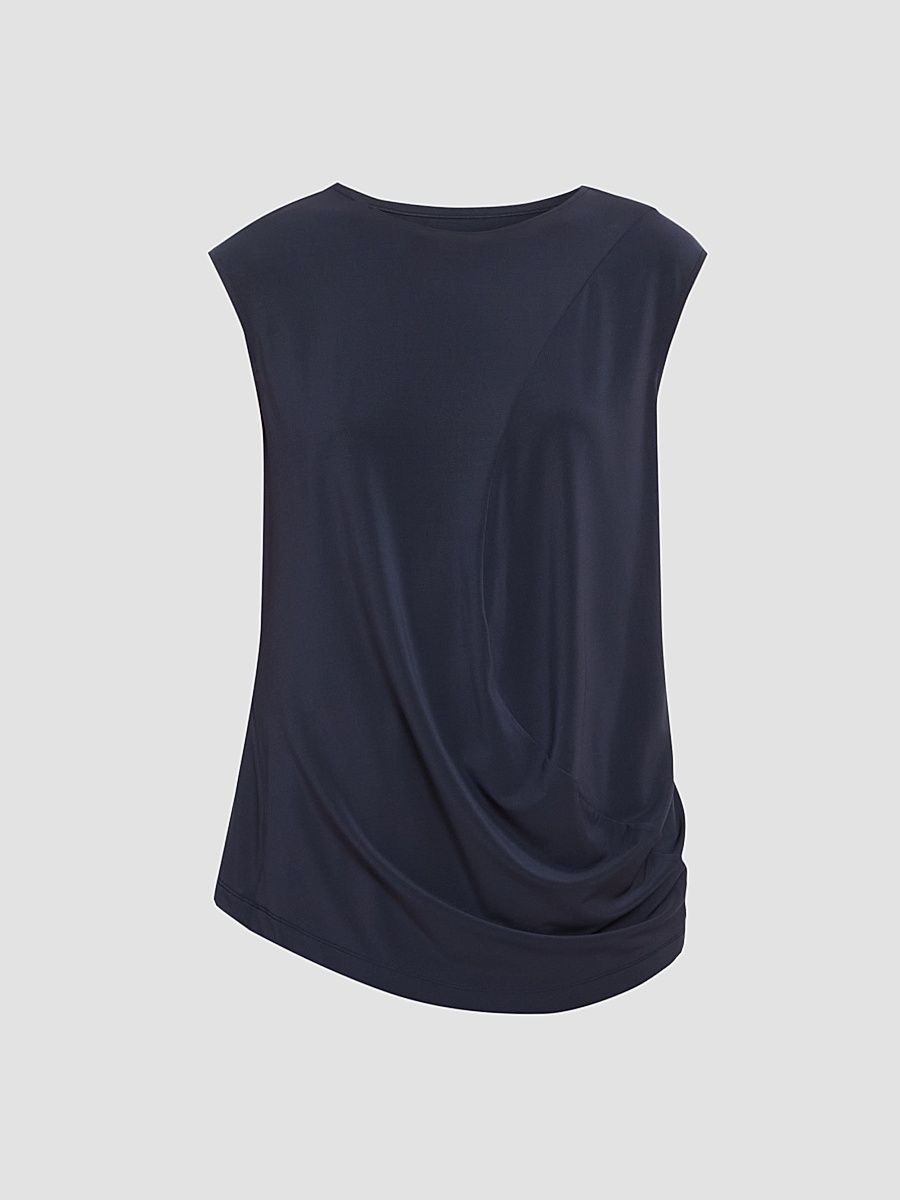 Women's Drape Jersey Top - Dark Navy - Size XS