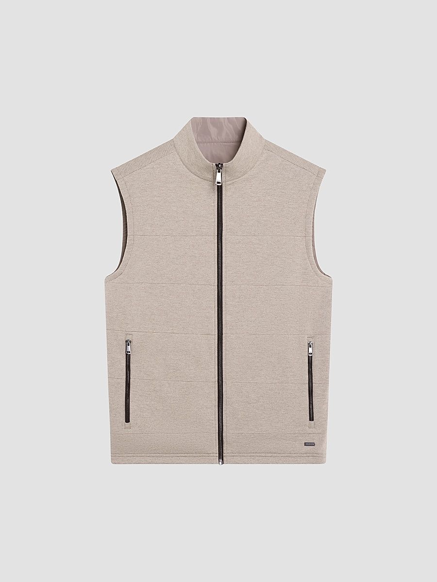 Men's Reversible Knit Vest - Taupe - Size XXL