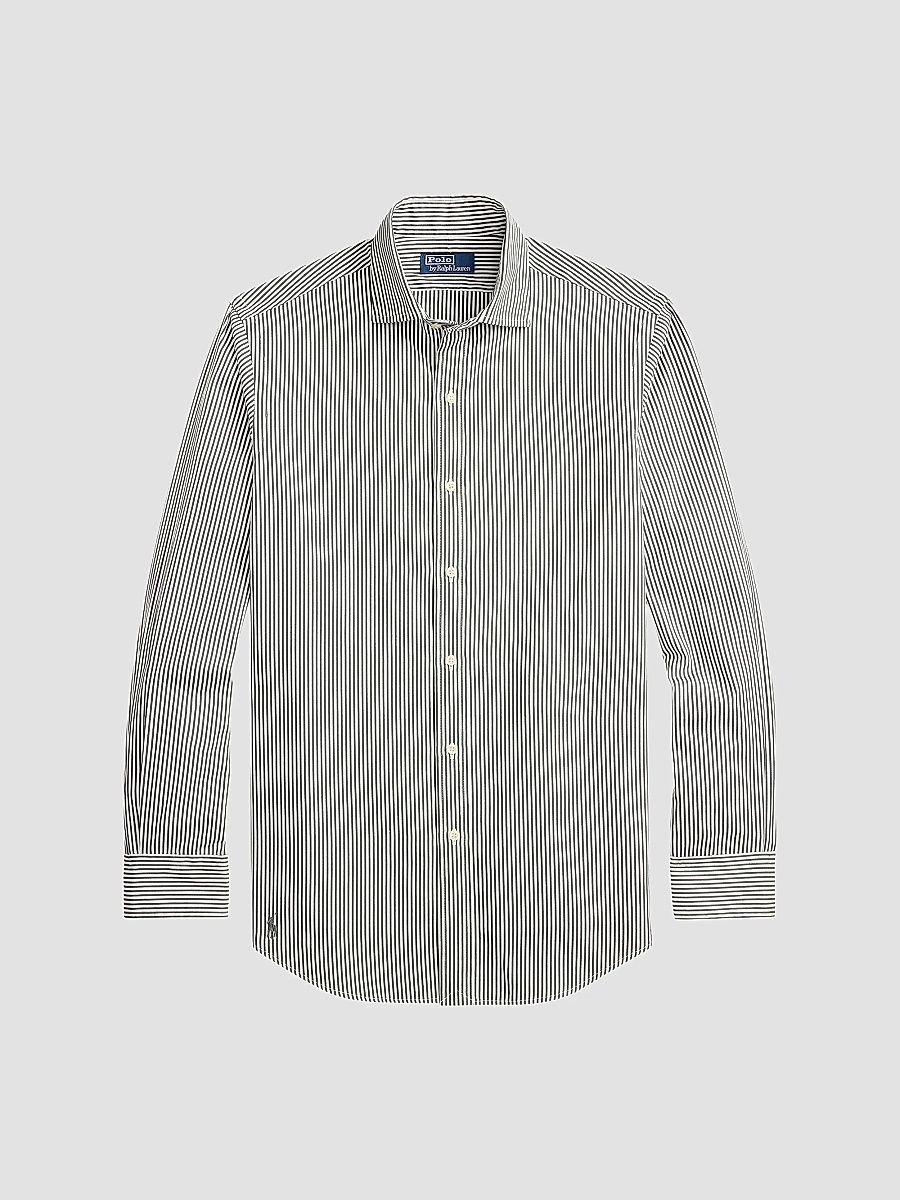 Polo Ralph Lauren Men's Striped Cotton Poplin Shirt - Dark Metal - Size XXL