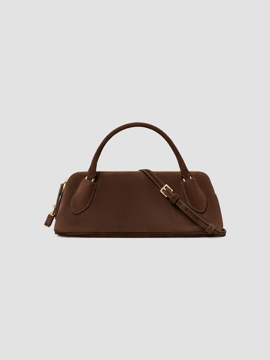 Tory Burch Women's Lock Suede Top Handle Bag - Dark Cocoa