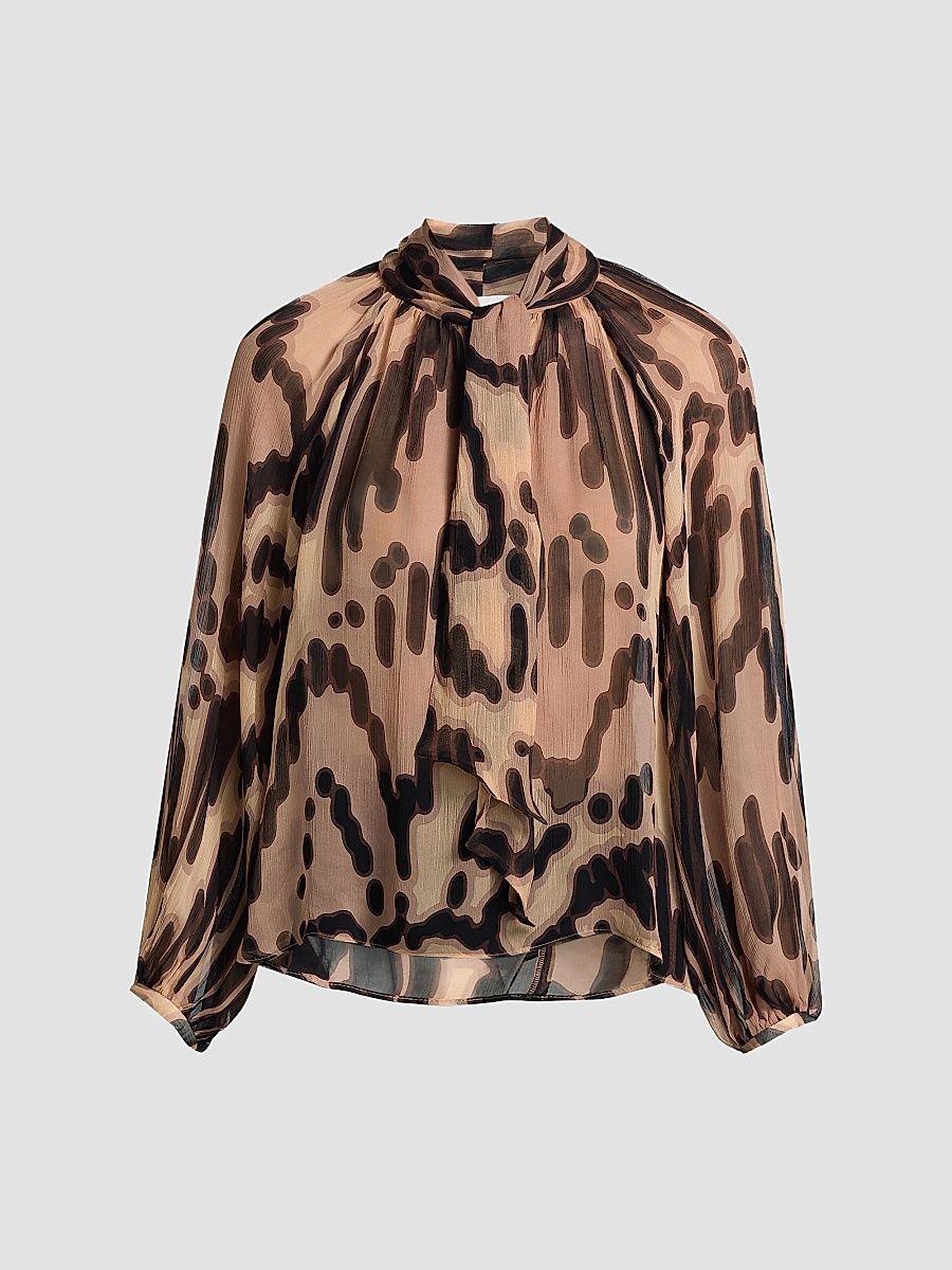 ba & sh Women's Alof Abstract-Print Tieneck Blouse - Rose - Size Large