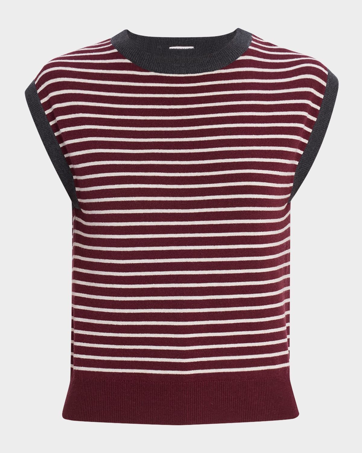 Striped Wool-Cashmere Knit Sleeveless Sweater