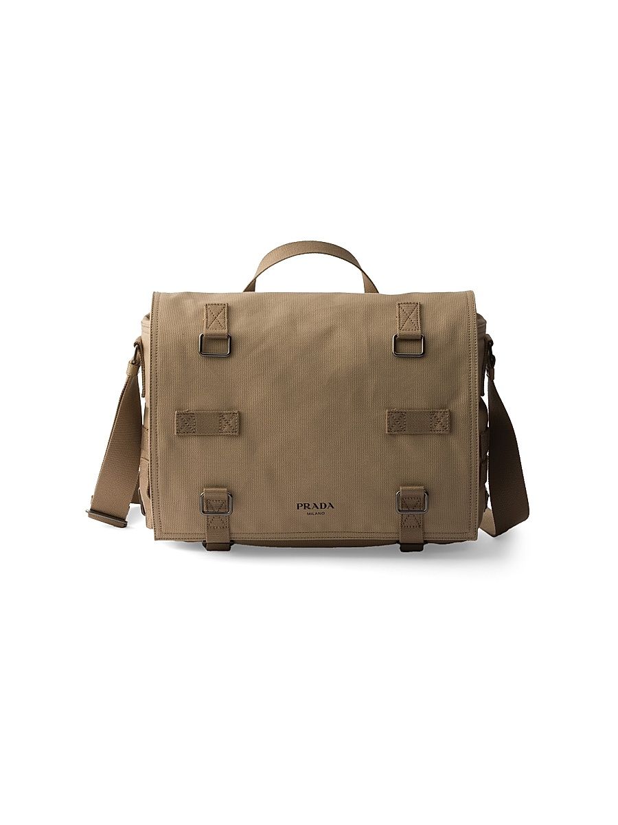 Men's Canvas Shoulder Bag - Beige Khaki