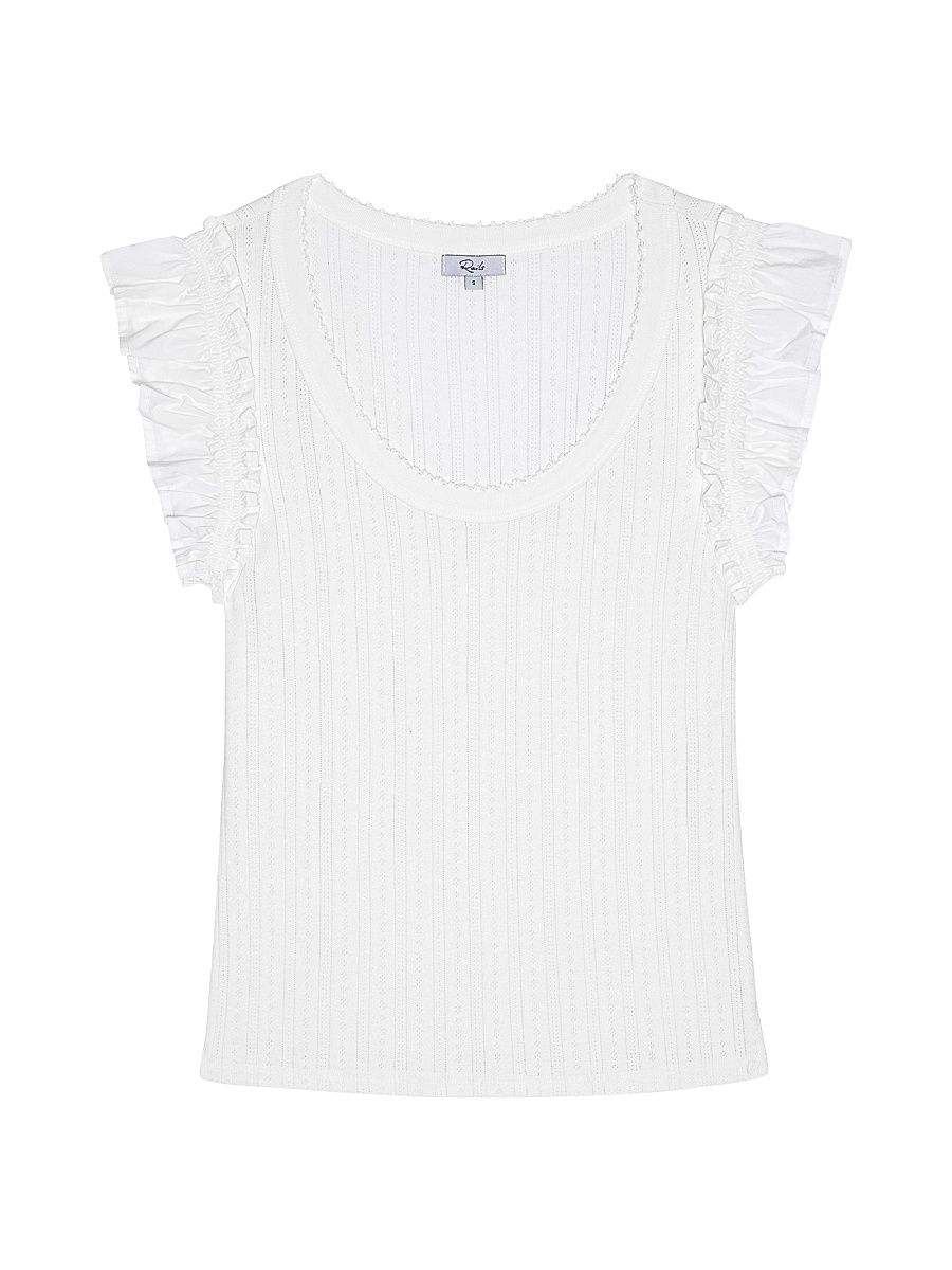 Women's Giovanna Pointelle-Knit Top - White - Size XS