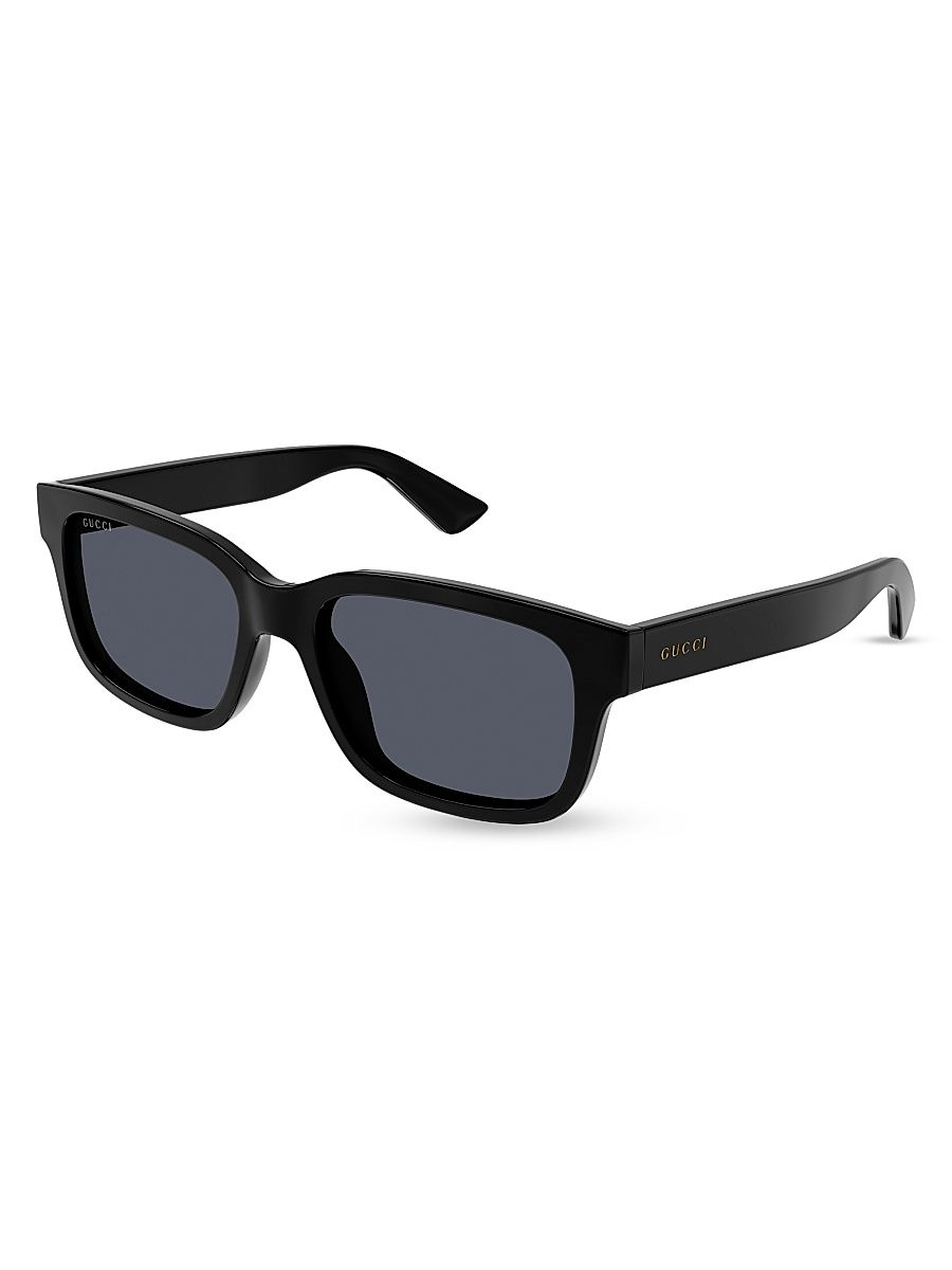 Men's Minimal 56MM Square Sunglasses - Black Dark Blue