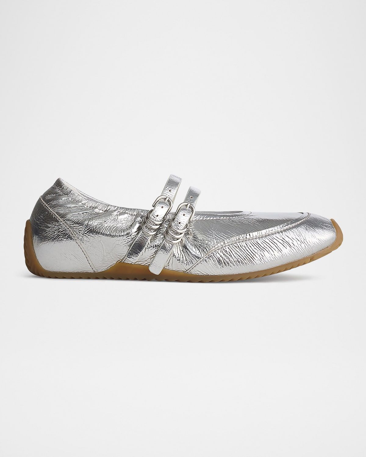 Emilee Metallic Leather Mary Jane Ballerina Flats