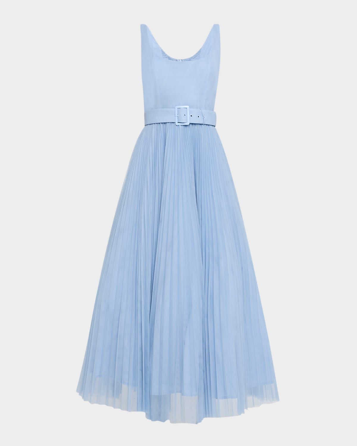 Effy Sleeveless Pleated Tulle Maxi Dress