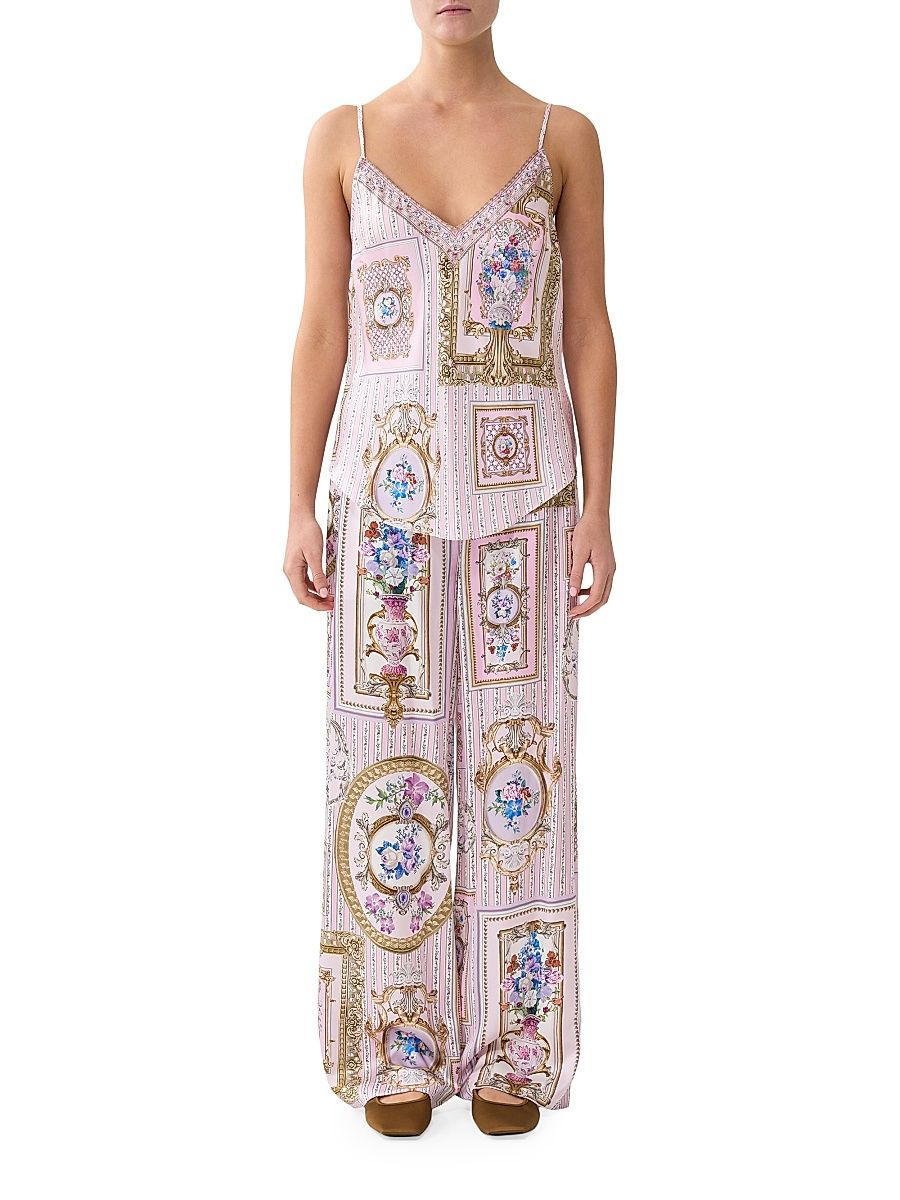 Women's V-Neck Silk Cami - Palatial Pastels - Size Small