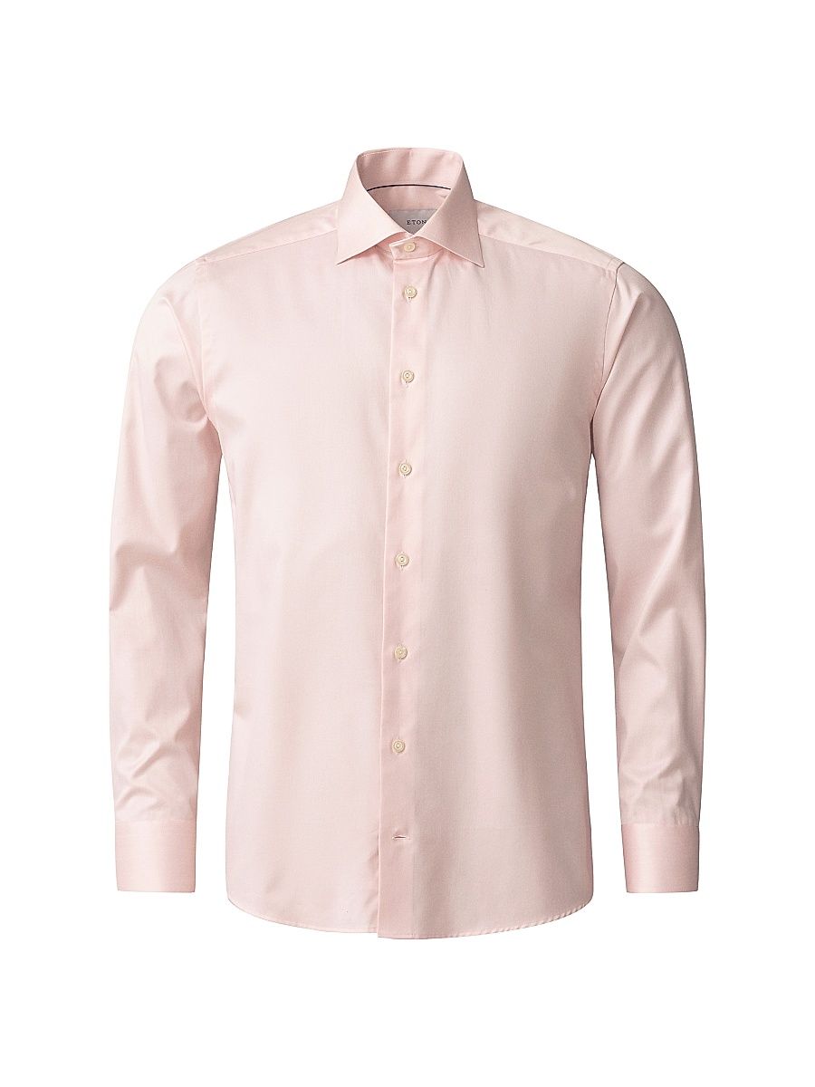 Men's Contemporary-Fit Solid Cotton-Blend Button-Front Shirt - Pink - Size 18