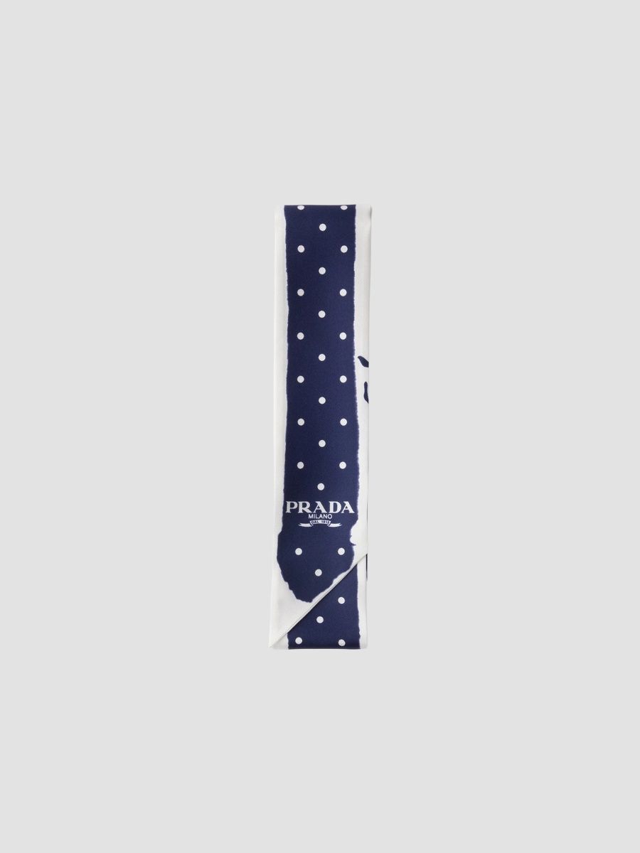 Prada Women's Printed Twill Skinny Scarf - Blue Multi