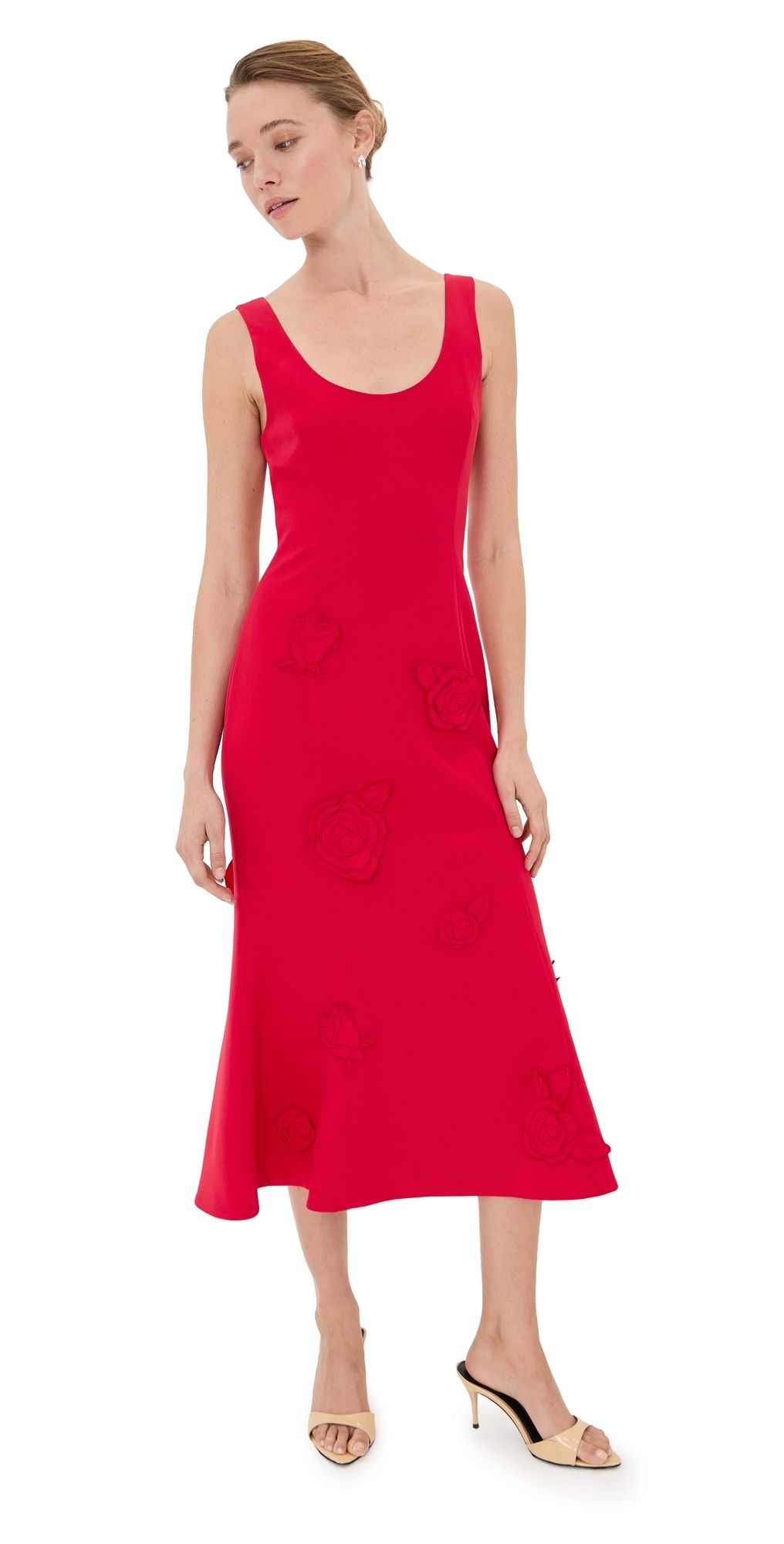 Leo Lin Emily Applique Midi Dress Scarlet 8