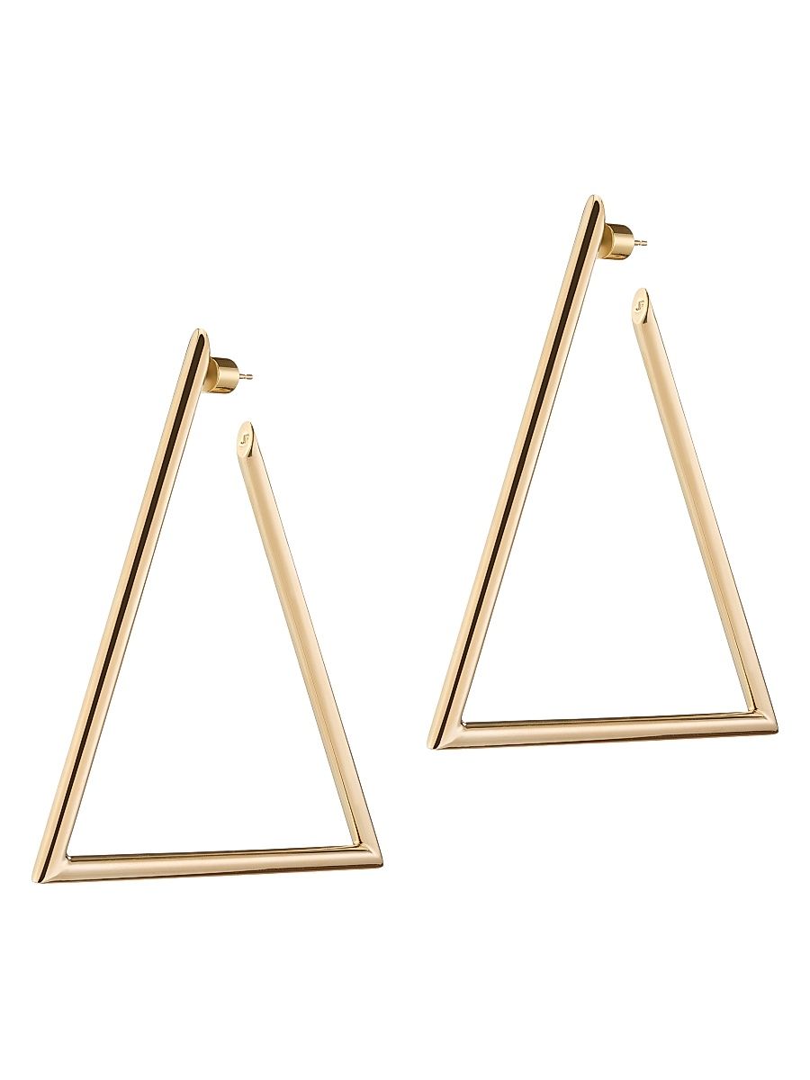 Women's Elle 10K-Gold-Plated Triangular Hoop Earrings/3.5" - Yellow Gold