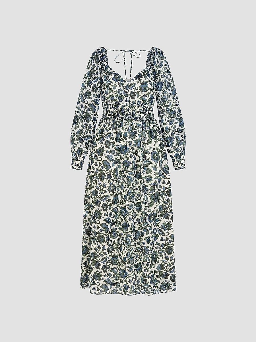 Women's The Eugenia Nap Dress - Jacobean Bloom Blue Green - Size XXL