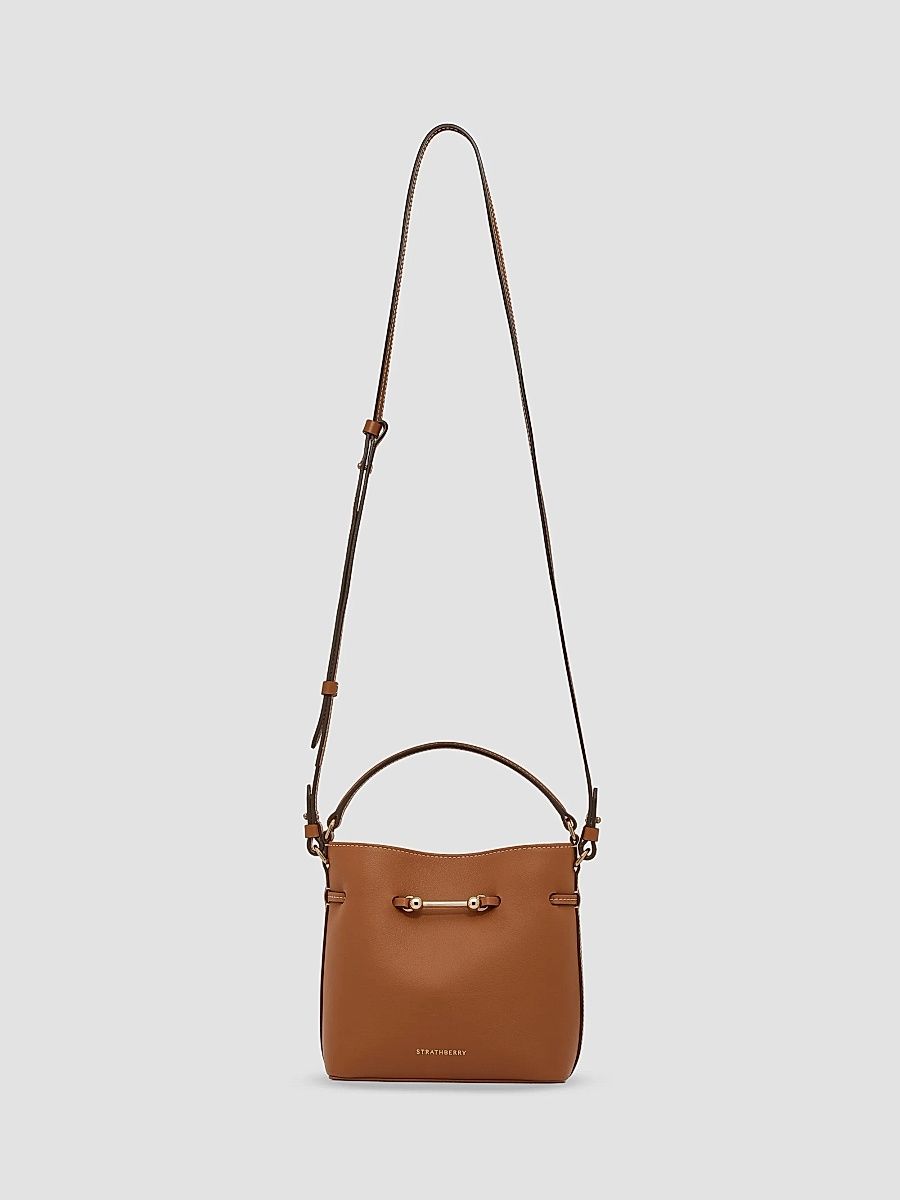 Women's Corda Mini Leather Bucket Bag - Chestnut