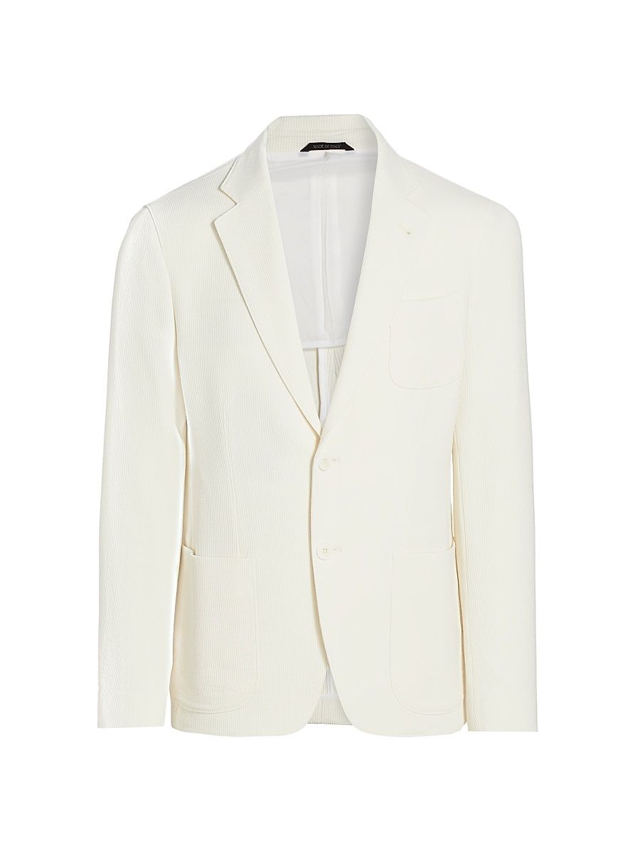 Men's Wool-Blend Two-Button Blazer - White - Size 40