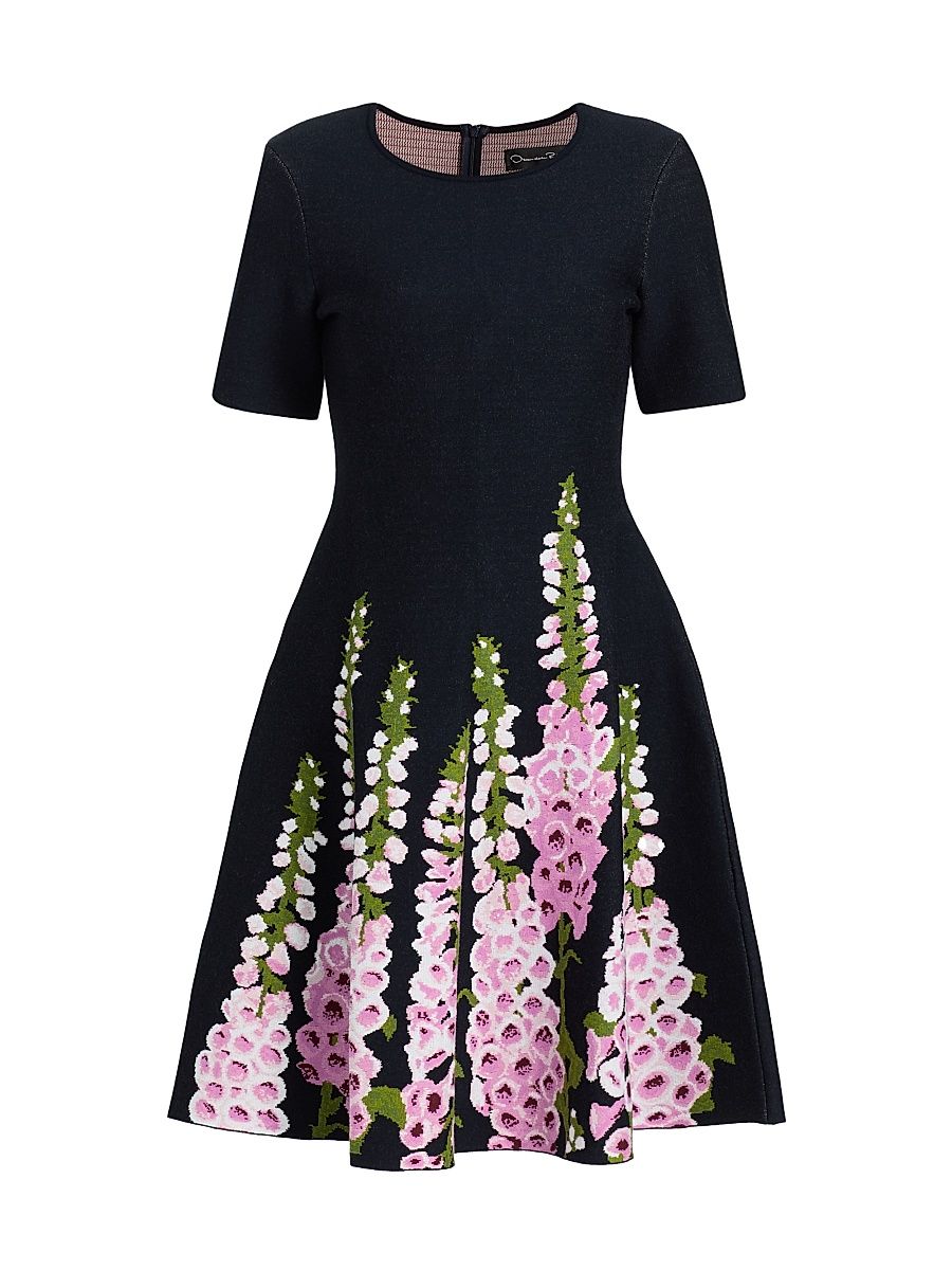 Women's Allium-Print Jacquard Minidress - Navy - Size XL