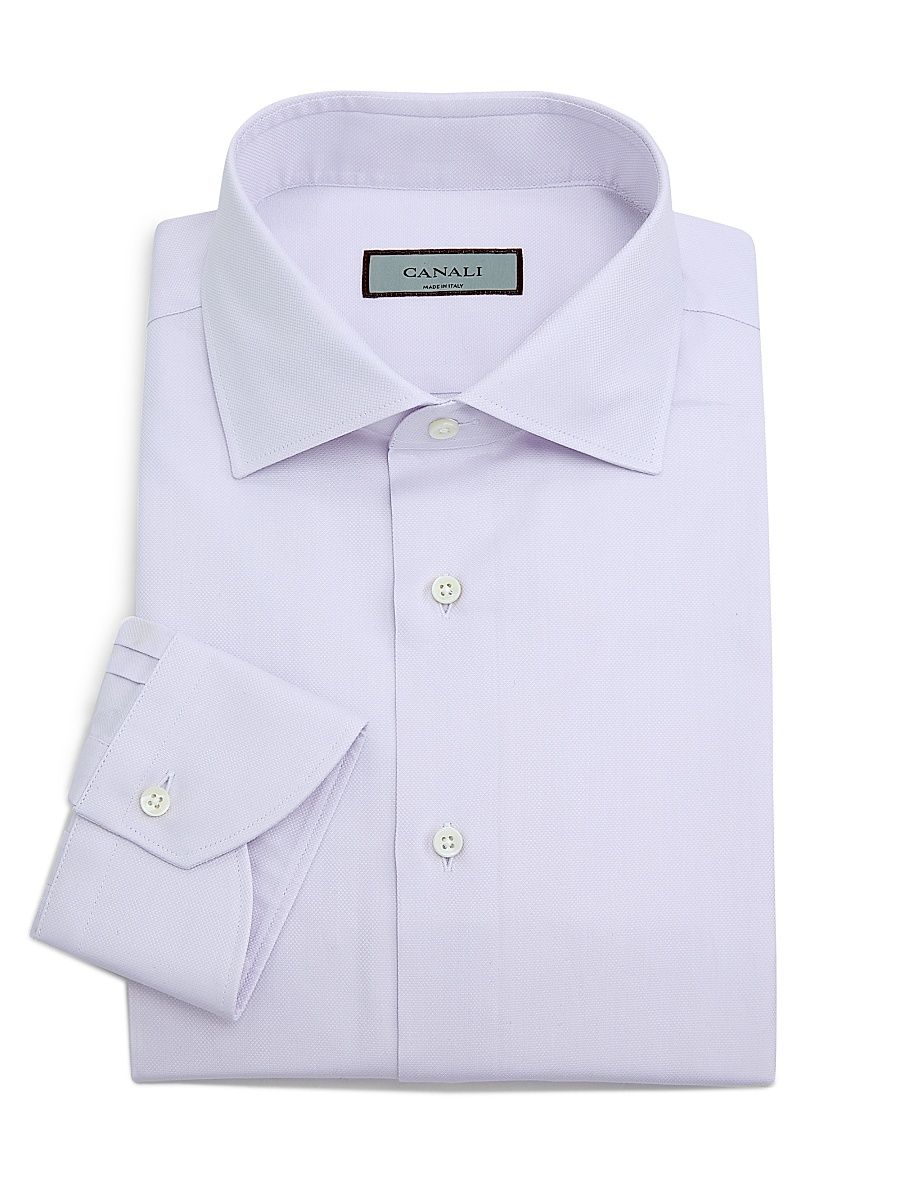 Men's Solid Mini Pique Dress Shirt - Pink - Size 17.5