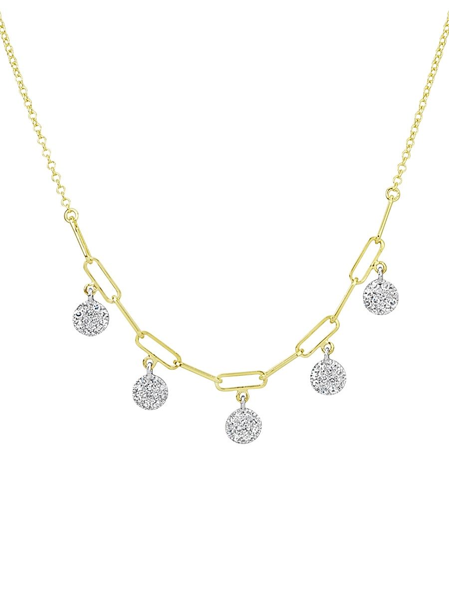 Women's 14K Yellow Gold & Diamond Disc Necklace - Yellow Gold