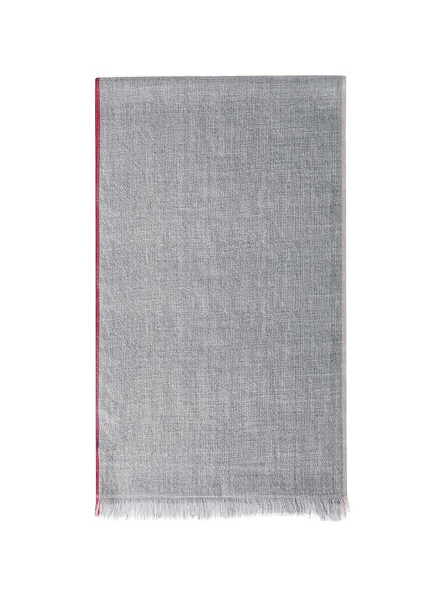 Men's Cashmere and Cotton Scarf with Selvedge - Grey