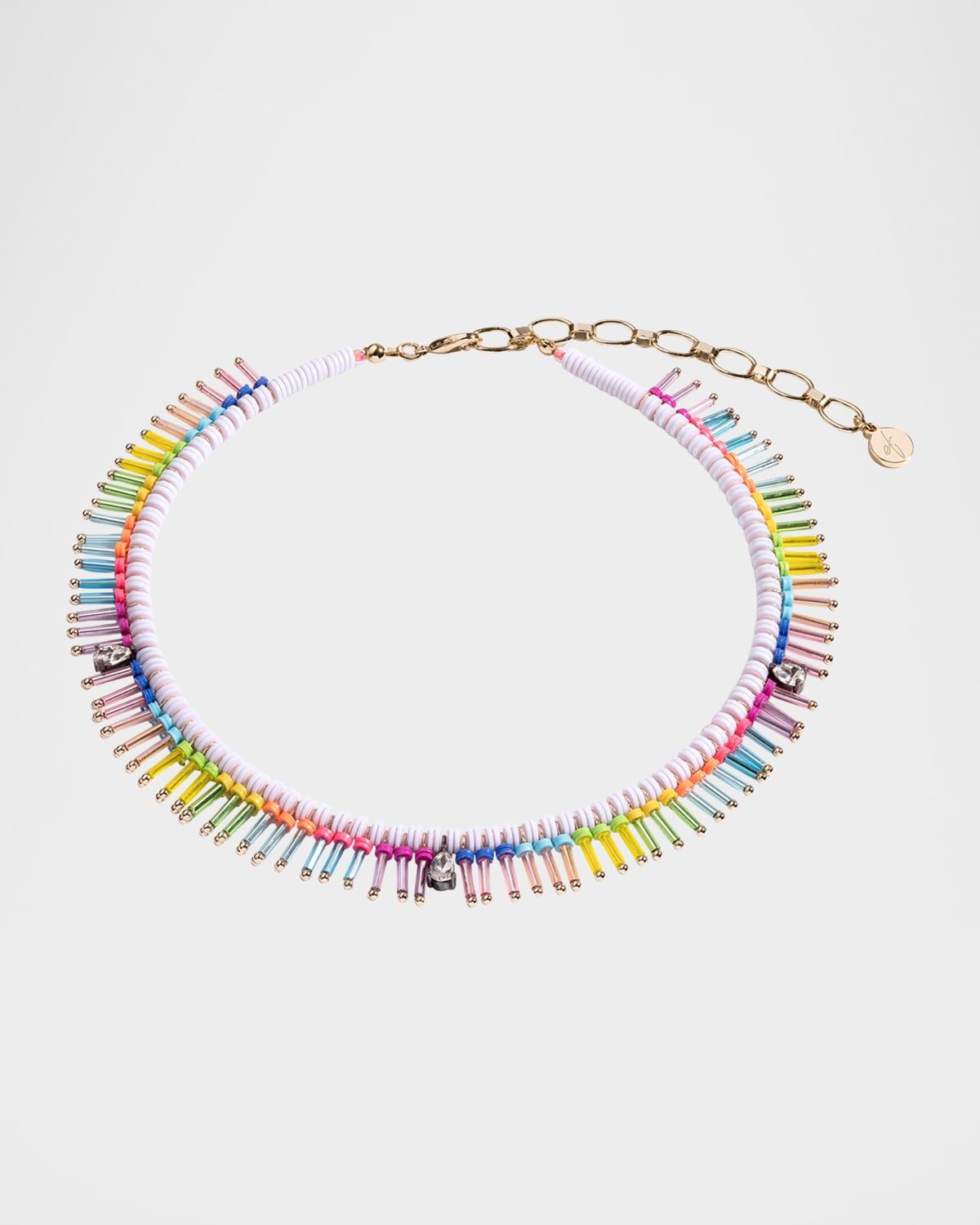 On The Fringe Necklace with Bugle Beads and Crystals