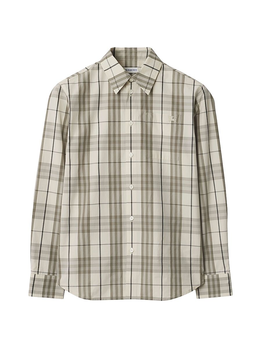 Women's Check Point Collar Cotton Shirt - Cotton Ip Check - Size 10