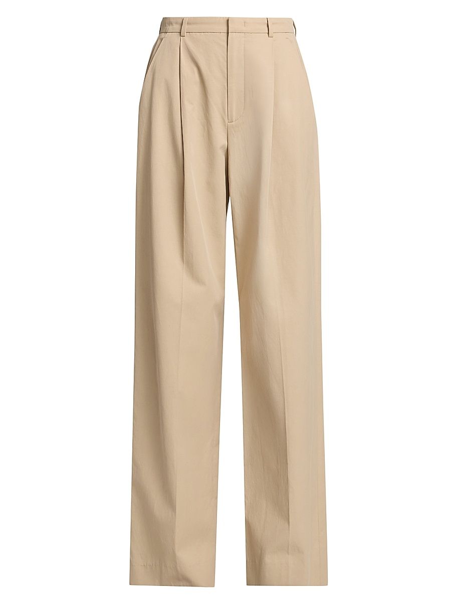 Women's Camille Cotton-Blend Mid-Rise Wide-Leg Trousers - Wheatstone - Size 0