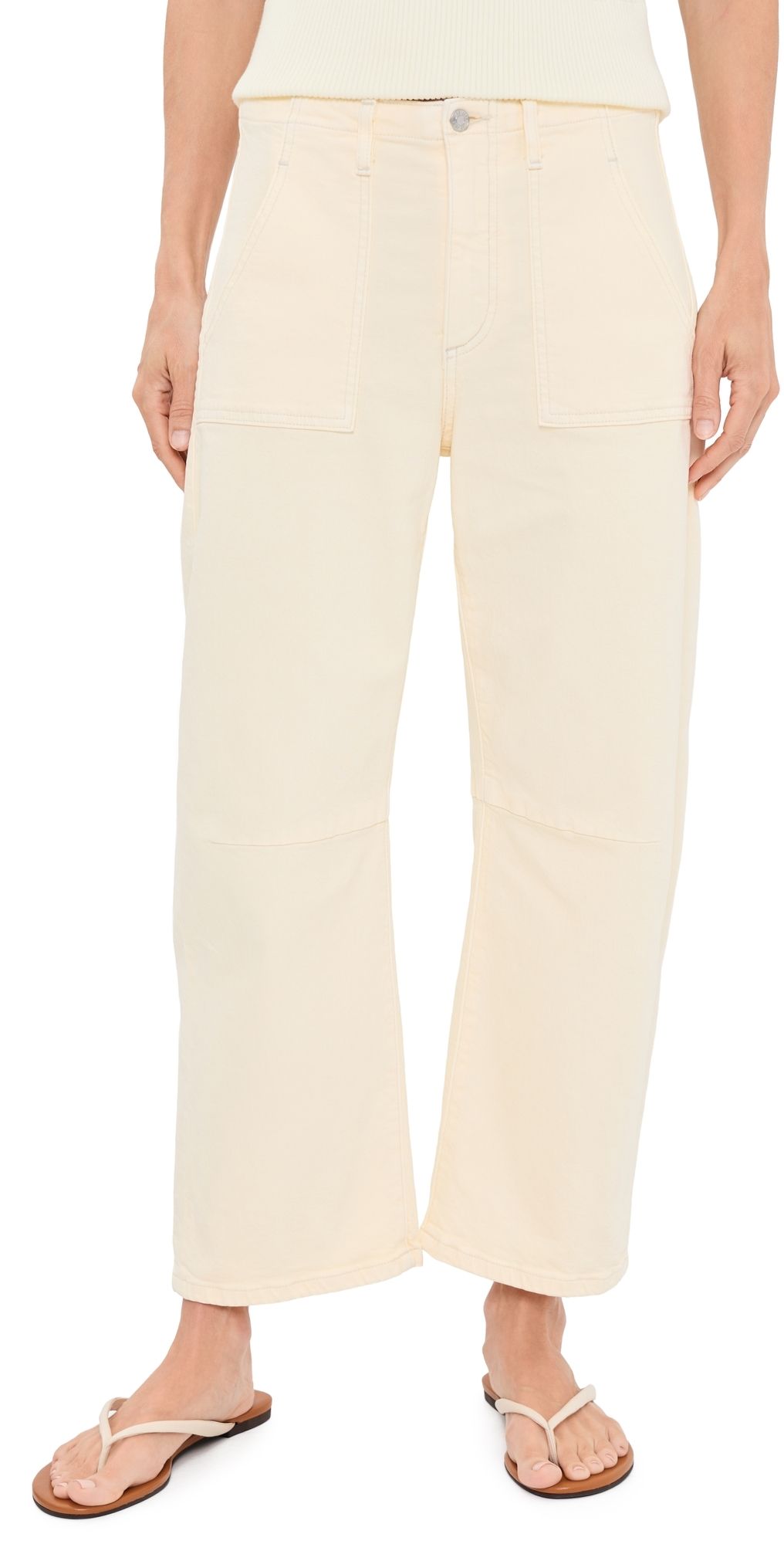 LE JEAN Petite Utility Soft Barrel Jeans Lemon Yellow 25