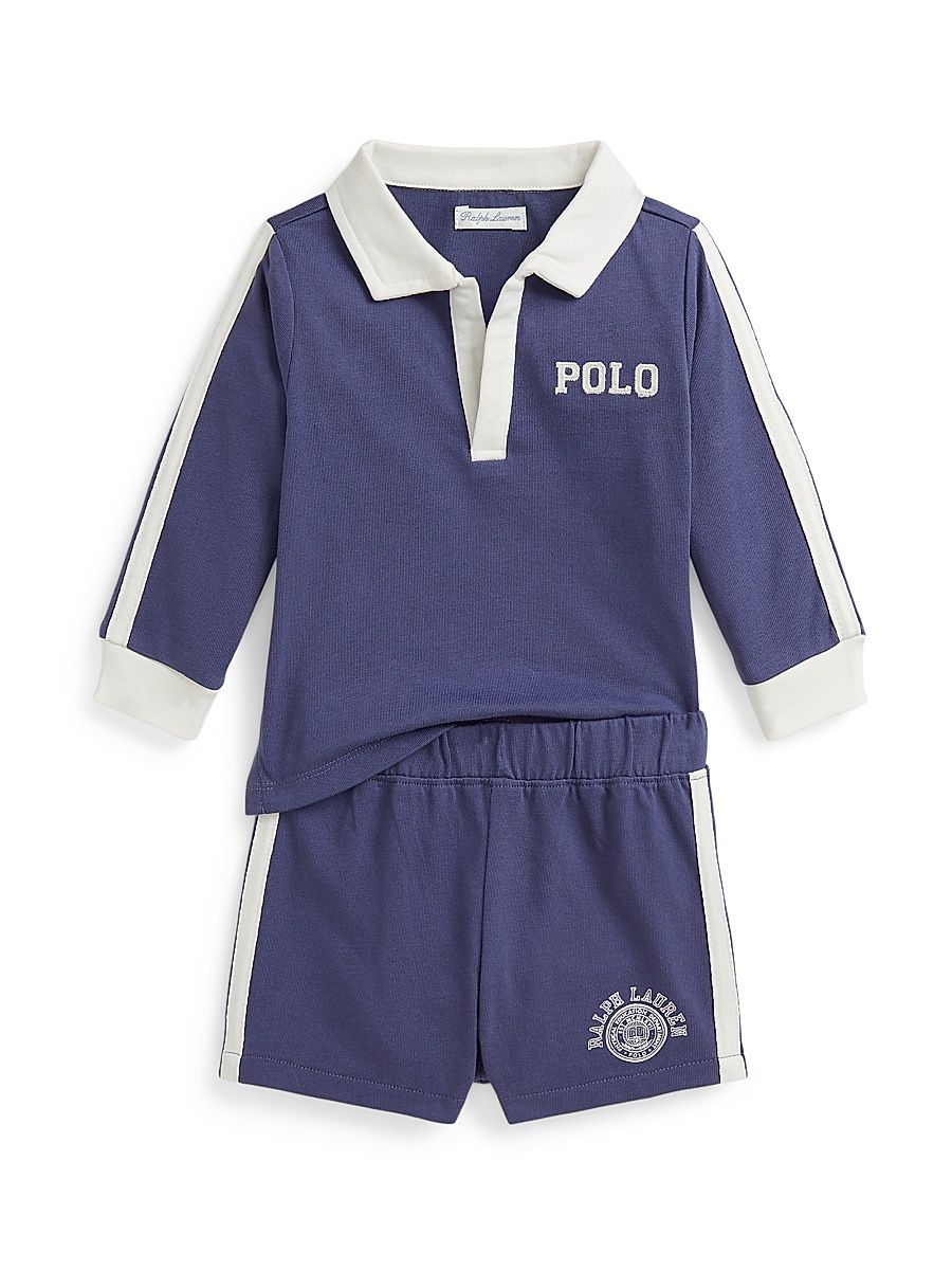 Baby Boy's Logo Polo Shirt & Shorts Set - Classic Blue - Size 6 Months