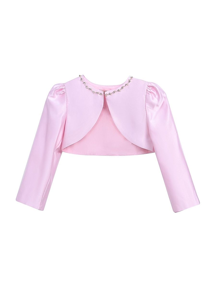 Little Girl's & Girl's Cropped Satin Cardigan - Blush - Size 11