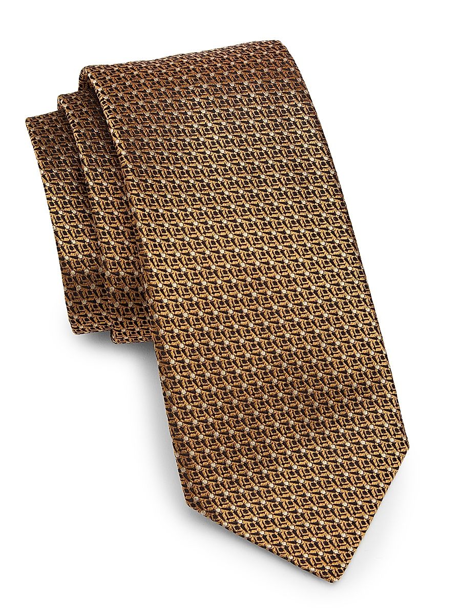Men's Jacquard Silk Tie - Gold