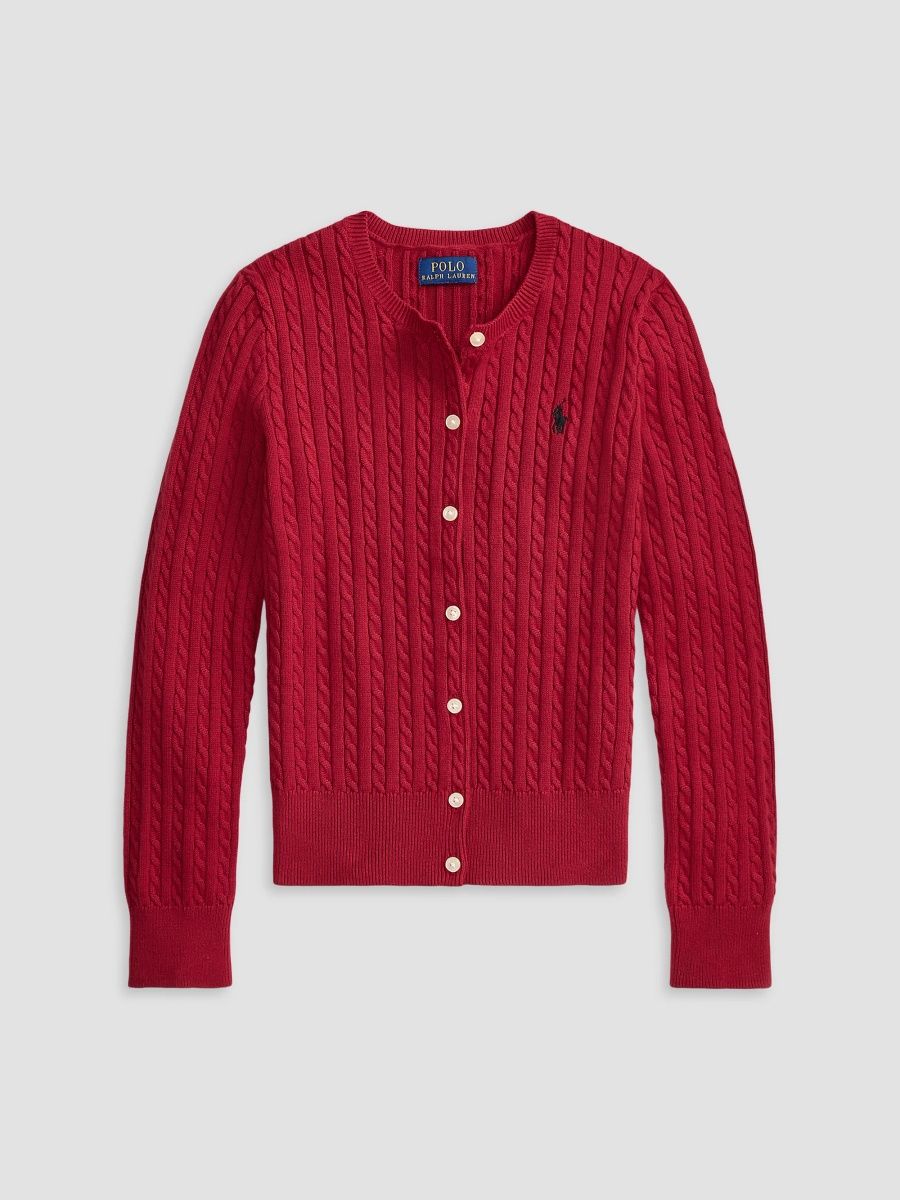Polo Ralph Lauren Girl's Little Girl's & Girl's Mini-Cable Cotton Cardigan - Eaton Red - Size 16