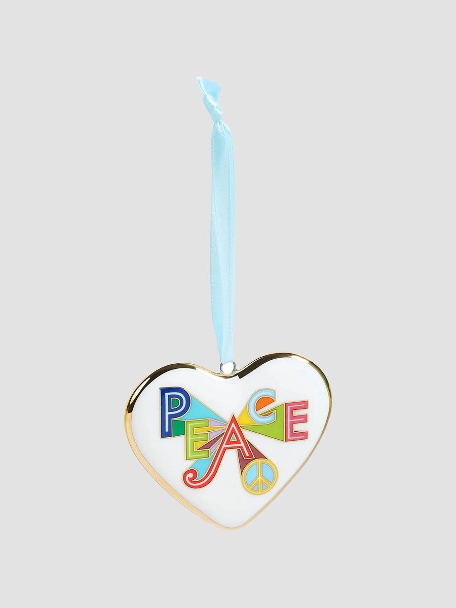 Jonathan Adler Peace & Love Porcelain Heart Ornament - Multi