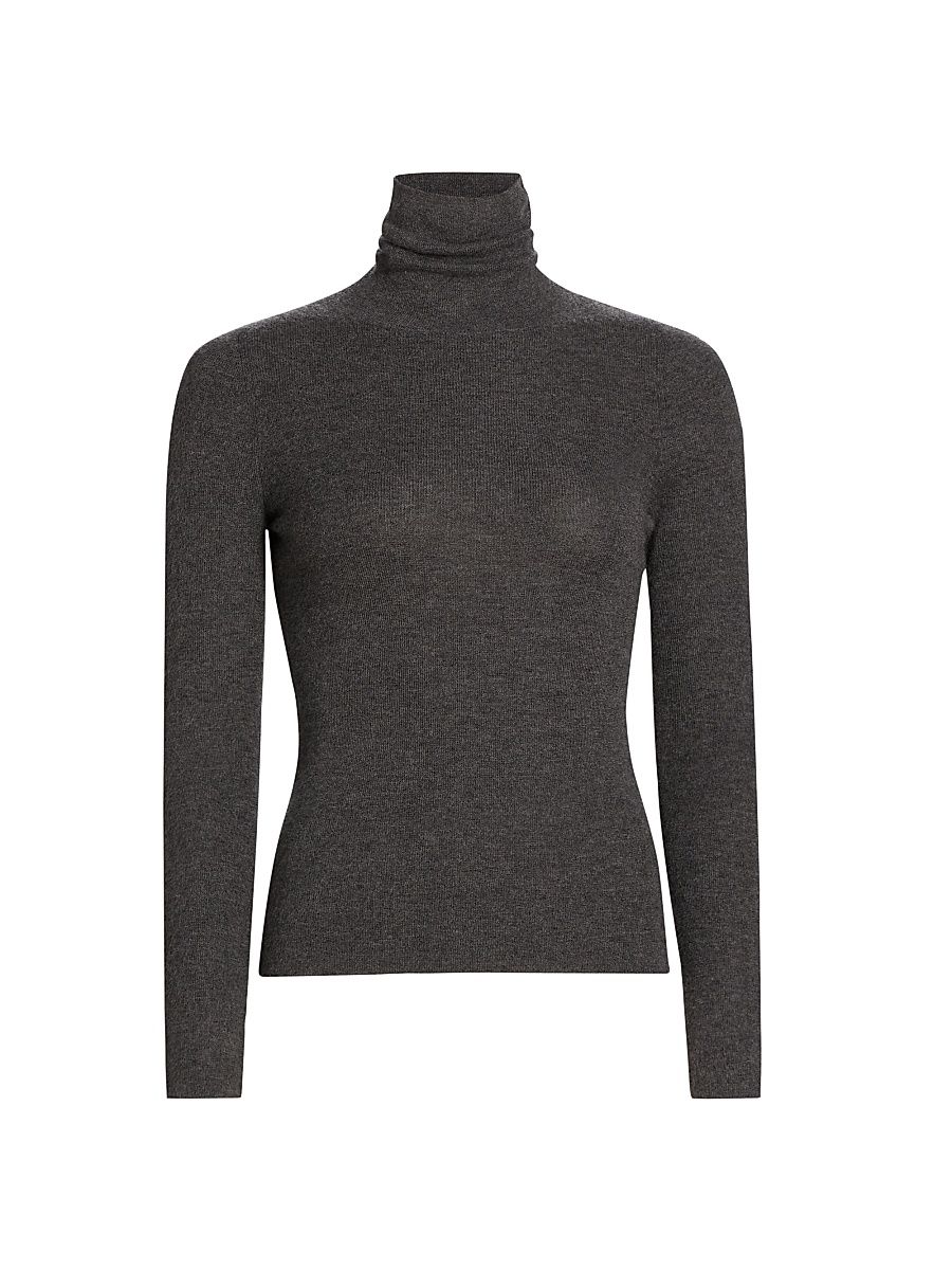 Women's Lynnette Cashmere Turtleneck Sweater - Charcoal - Size Large