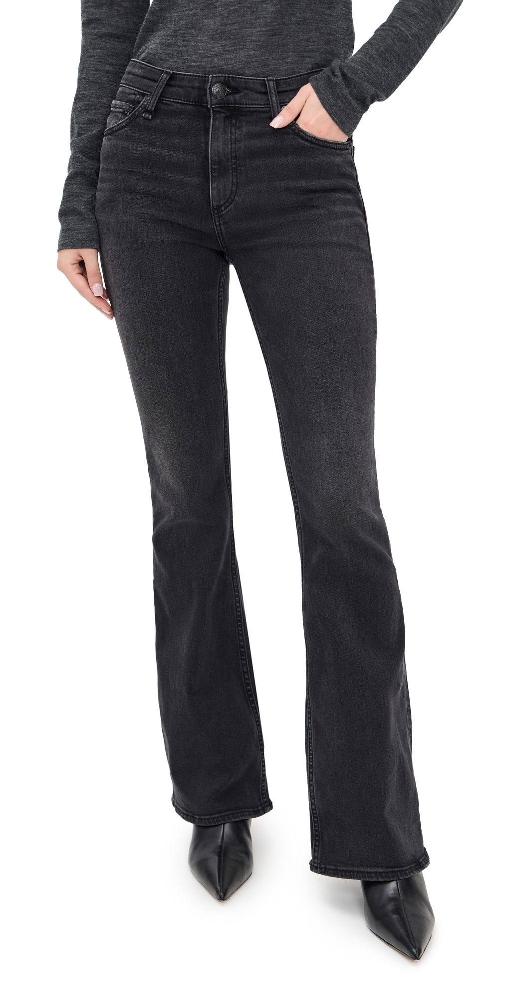 rag & bone Flexi Dahlia Full Length Flare Jeans Midnight 24