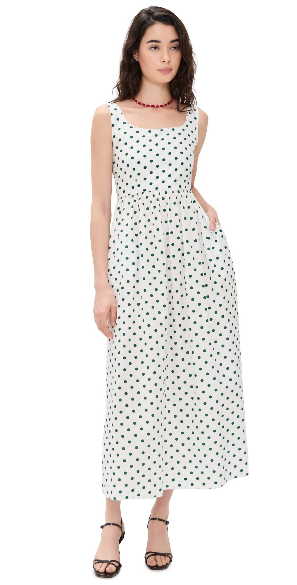 La Maregold Emiliana Dress Ivory Green Polka Dot XL