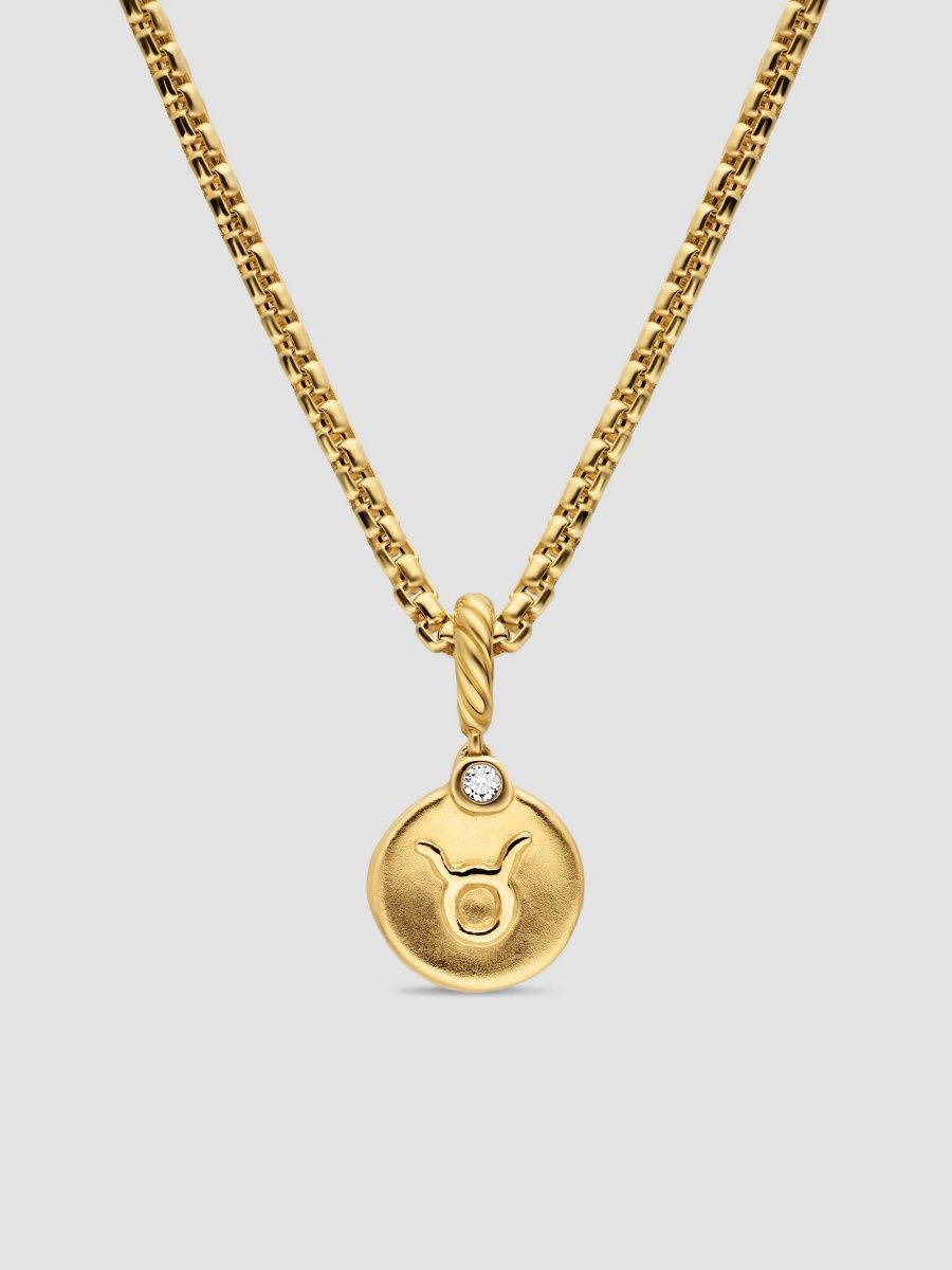 David Yurman Women's Petite Taurus Amulet in 18K Yellow Gold with Diamond, 10.4MM - Gold