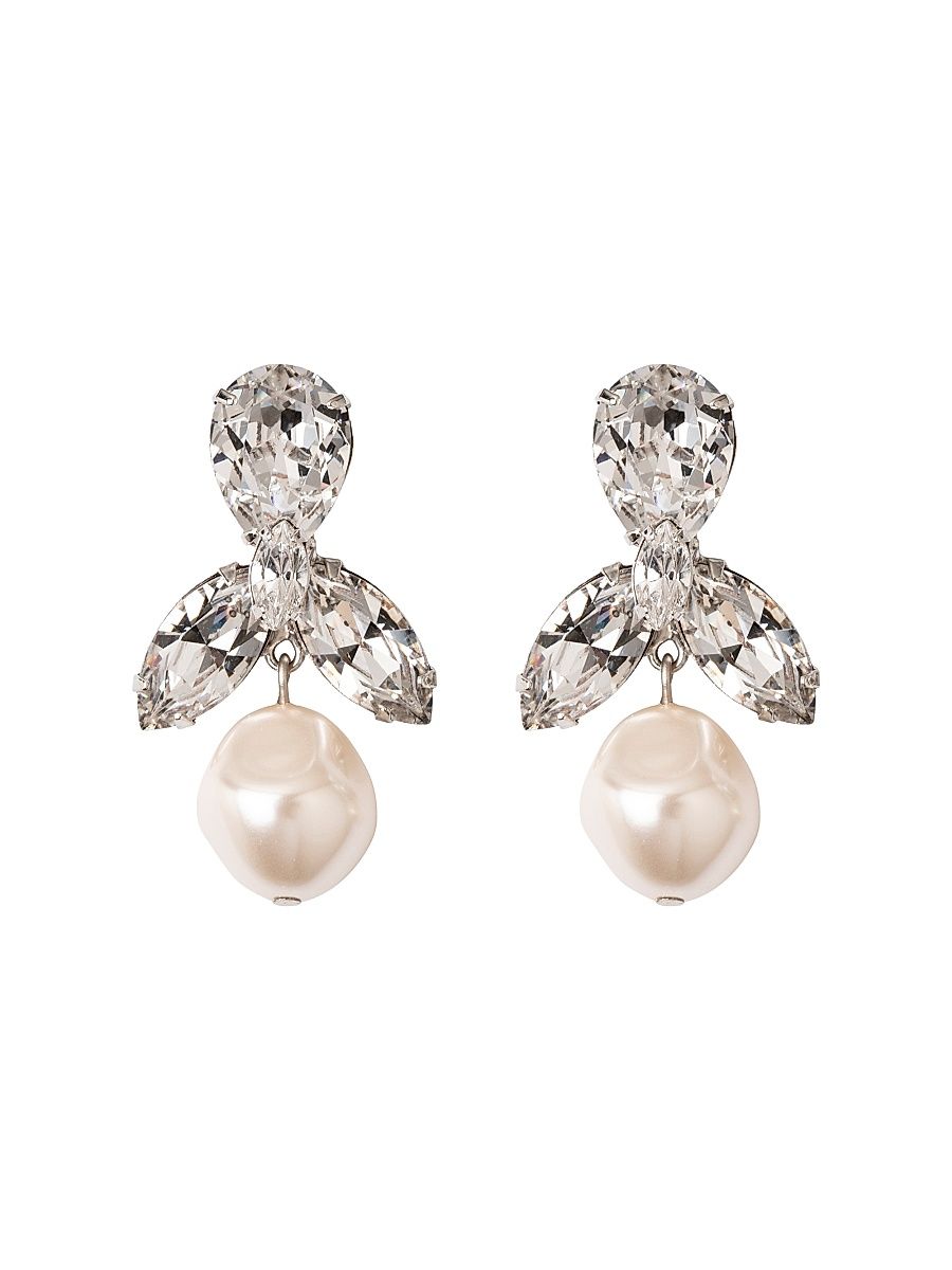Women's Aren Rhodium-Plated, Crystal & Imitation Pearl Drop Earrings - Silver