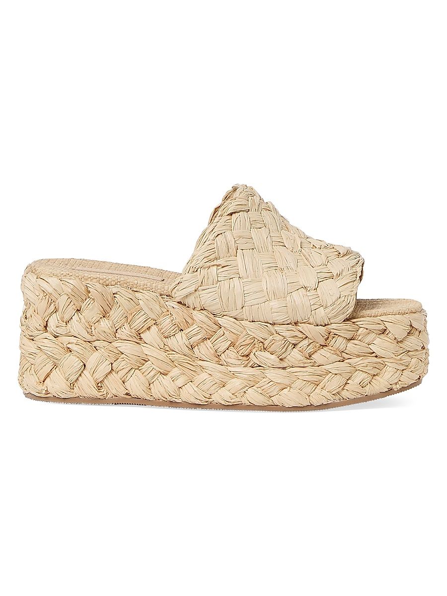 Women's Aaron 80MM Raffia Platform Mules - Natural - Size 6