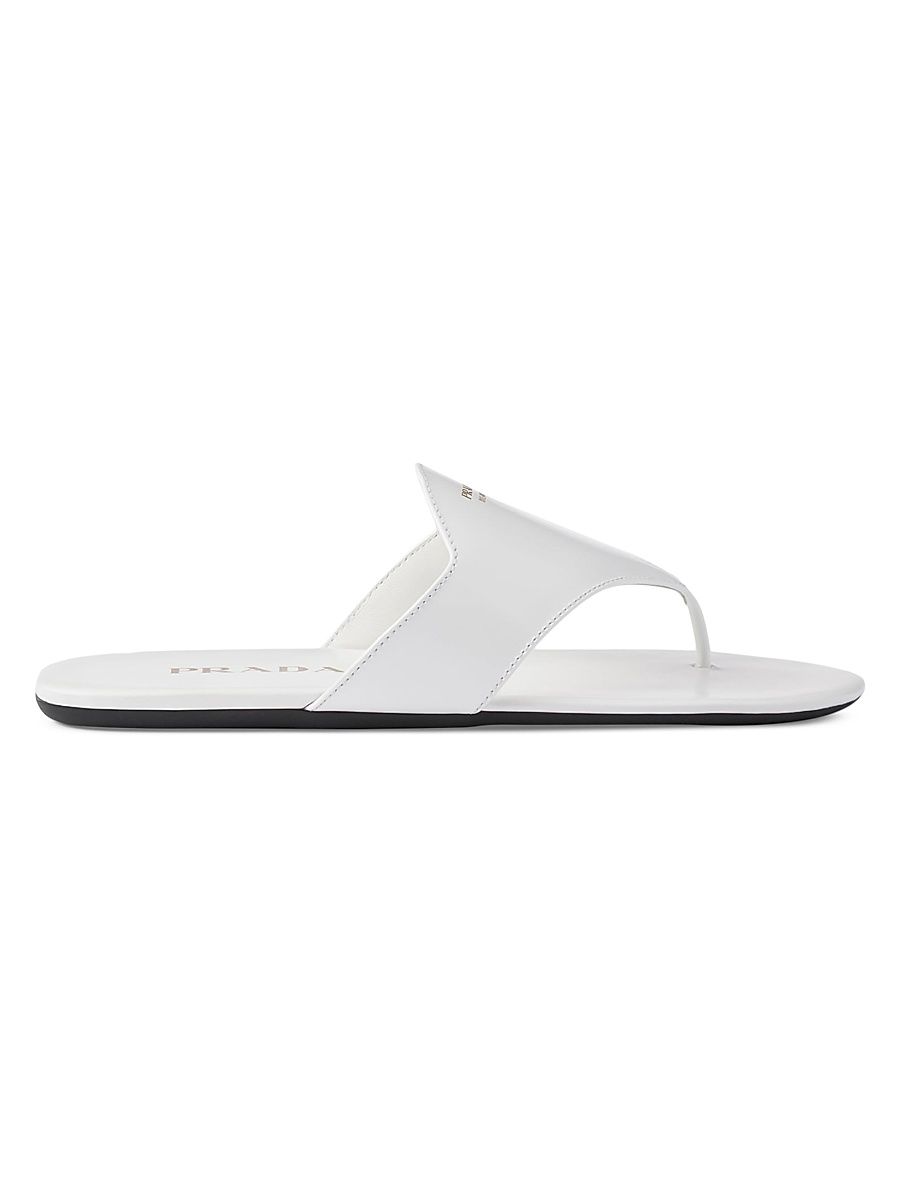 Women's Brushed Leather Thong Sandals - White - Size 11