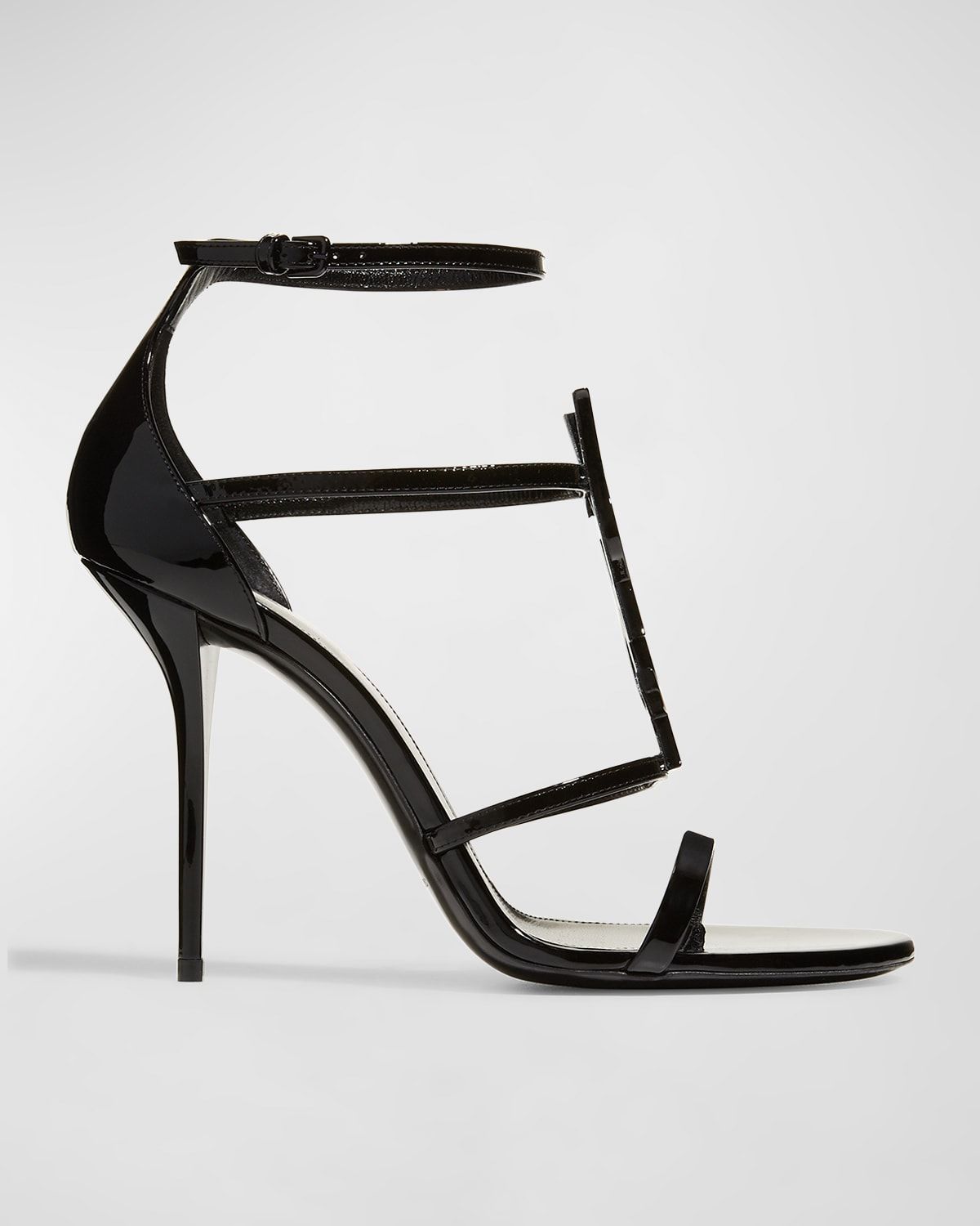 100mm Opyum YSL Patent Leather Sandals with Black Hardware