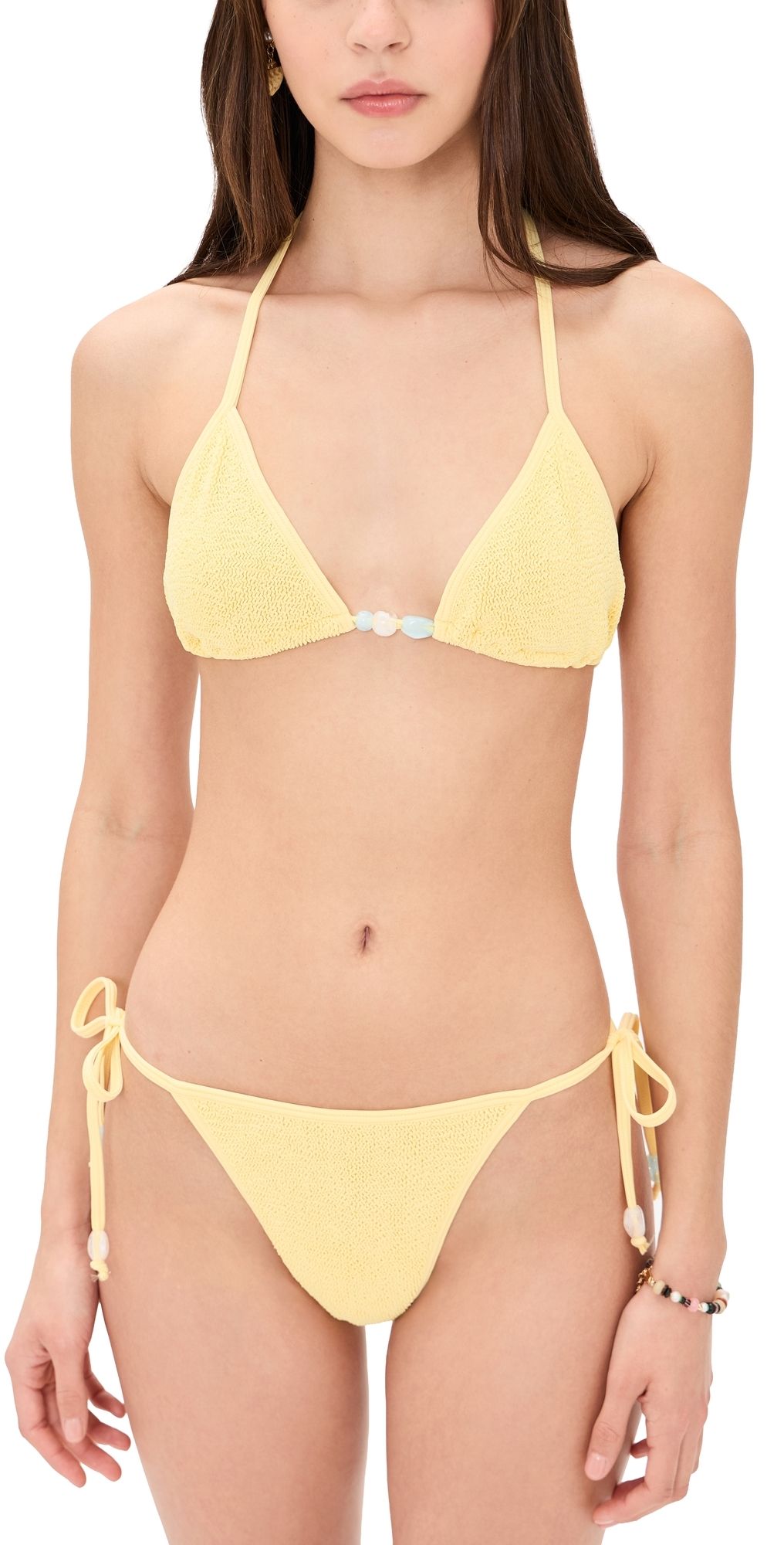 Hunza G Gina Beaded Bikini Set Butter One Size