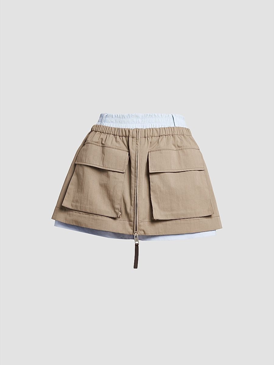 Women's Double-Waistband Cotton-Blend Skorts - Multi Beige - Size 6