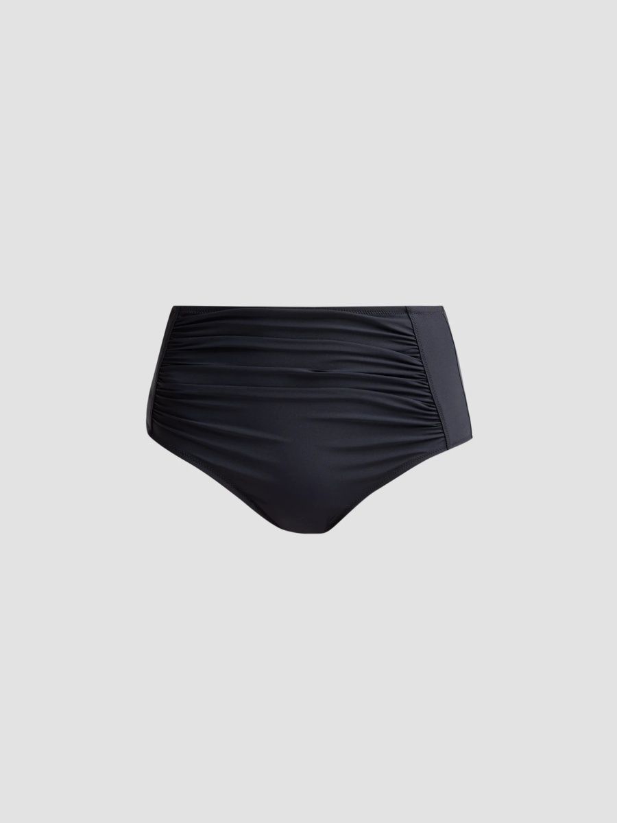 Johnny Was Women's Ruched High-Waisted Bikini Bottom - Black - Size Large